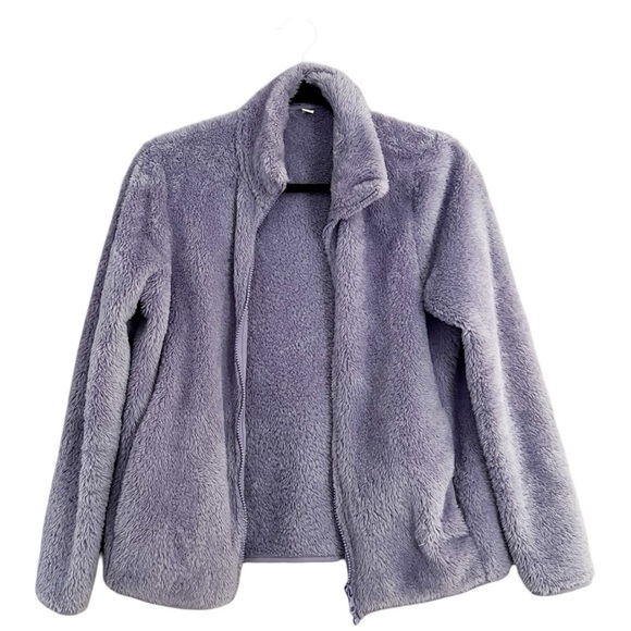 UNIQLO Fluffy Yarn Fleece Full-Zip Jacket Lilac Sz S - Picture 2 of 9